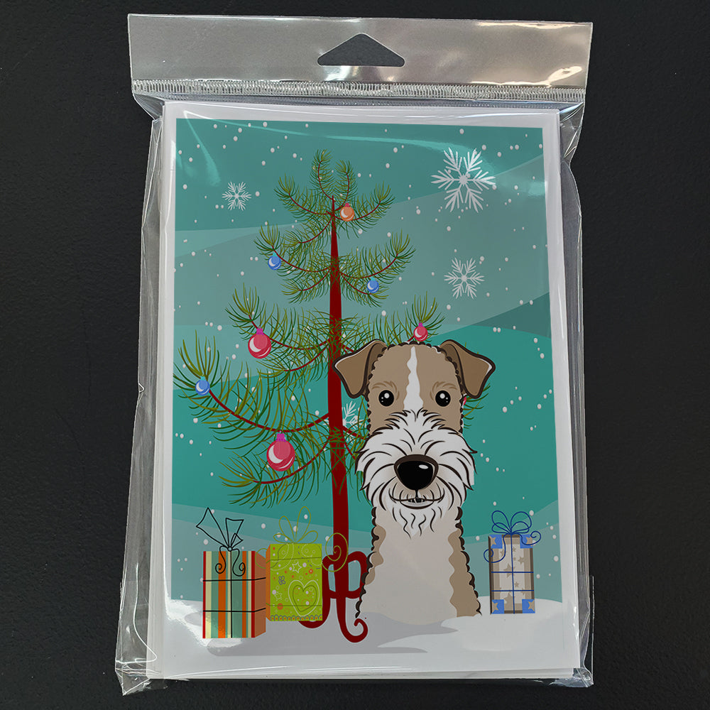 Christmas Tree and Wire Haired Fox Terrier Greeting Cards and Envelopes Pack of 8 Image 3