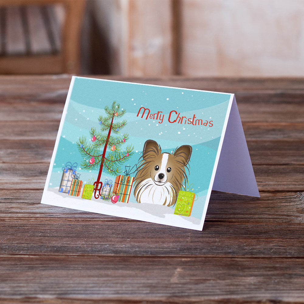 Christmas Tree and Papillon Greeting Cards and Envelopes Pack of 8 Image 2