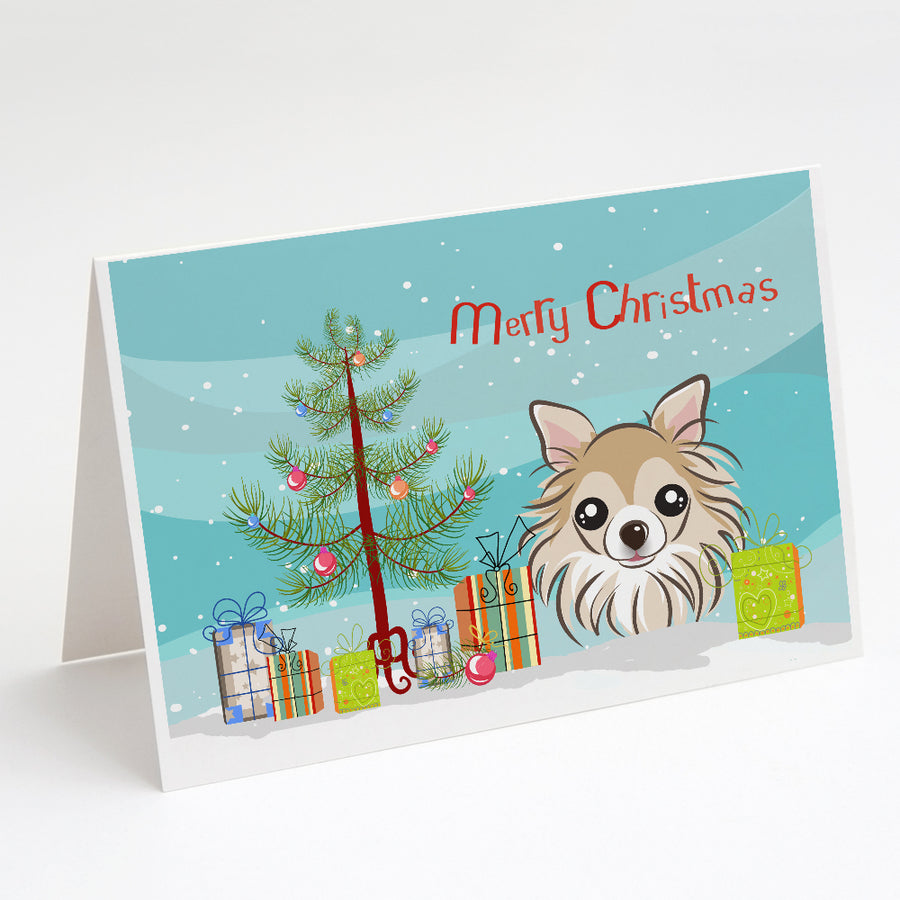 Christmas Tree and Chihuahua Greeting Cards and Envelopes Pack of 8 Image 1