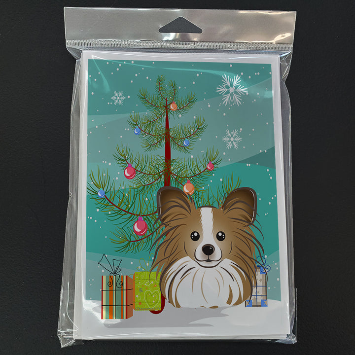 Christmas Tree and Papillon Greeting Cards and Envelopes Pack of 8 Image 3