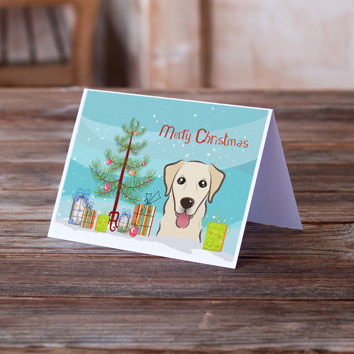 Christmas Tree and Golden Retriever Greeting Cards and Envelopes Pack of 8 Image 2