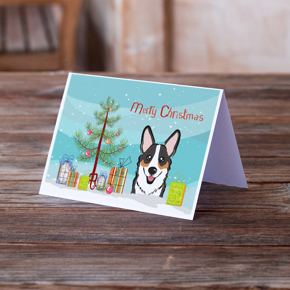 Christmas Tree and Tricolor Corgi Greeting Cards and Envelopes Pack of 8 Image 2