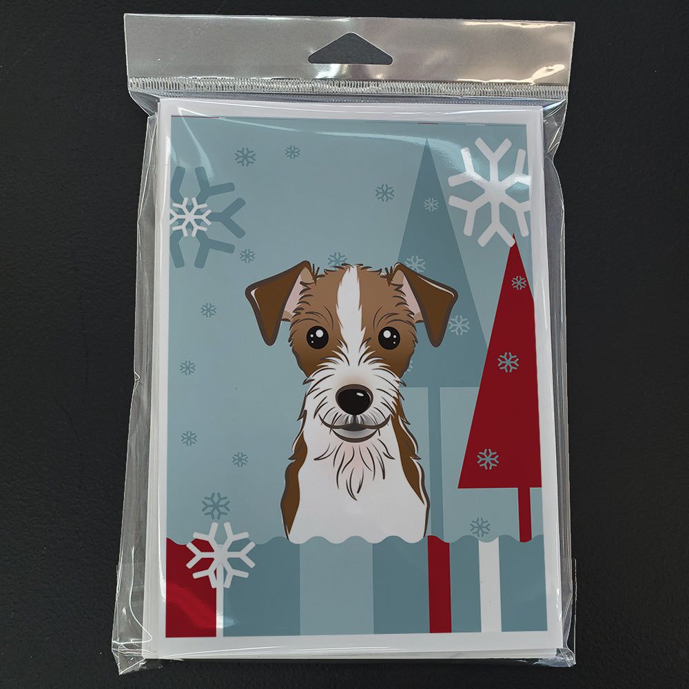 Winter Holiday Jack Russell Terrier Greeting Cards and Envelopes Pack of 8 Image 3