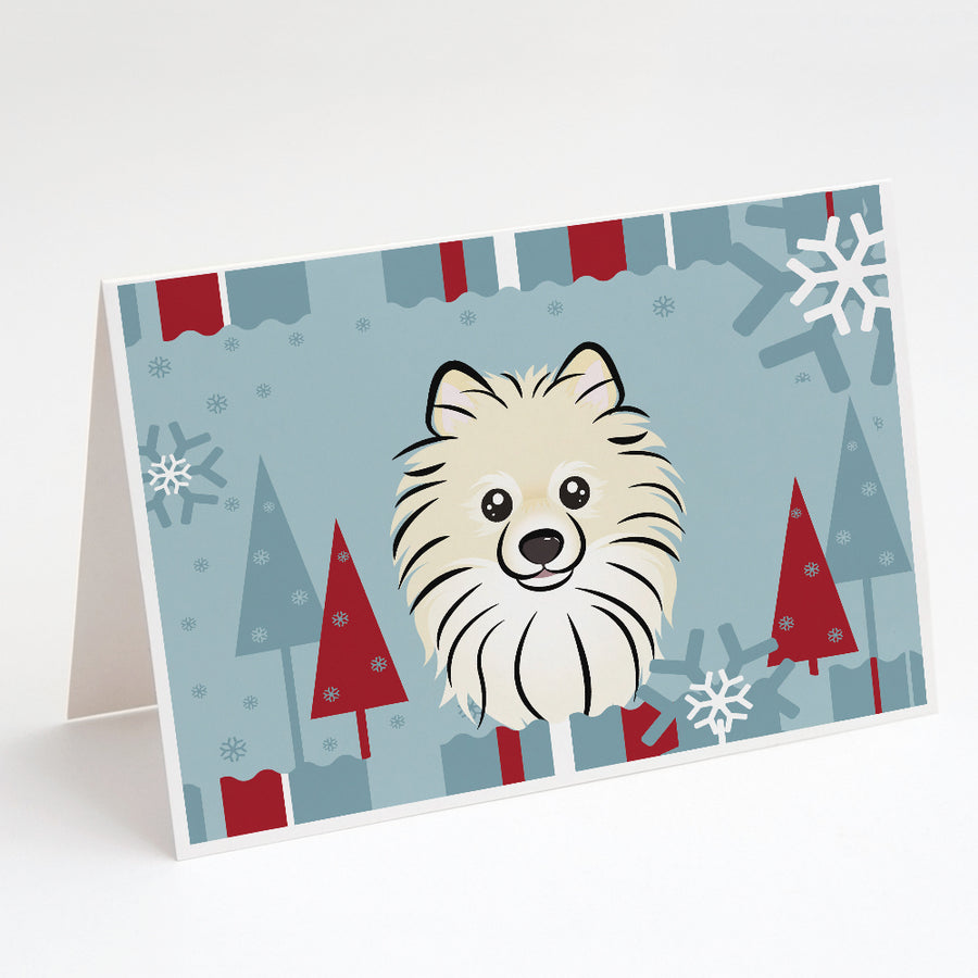Winter Holiday Pomeranian Greeting Cards and Envelopes Pack of 8 Image 1