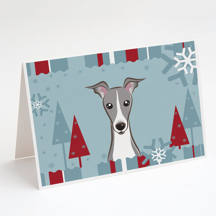 Winter Holiday Italian Greyhound Greeting Cards and Envelopes Pack of 8 Image 1