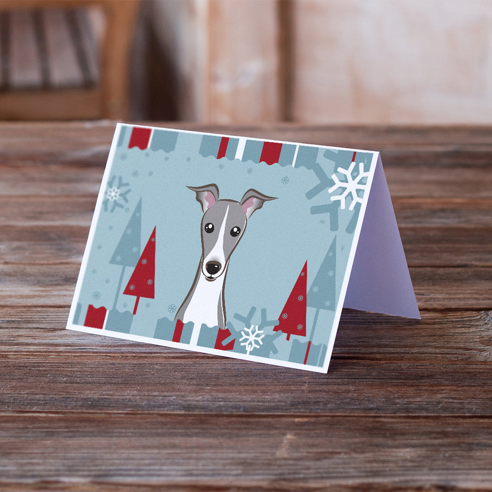 Winter Holiday Italian Greyhound Greeting Cards and Envelopes Pack of 8 Image 2