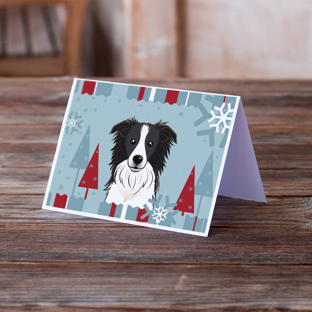 Winter Holiday Border Collie Greeting Cards and Envelopes Pack of 8 Image 2