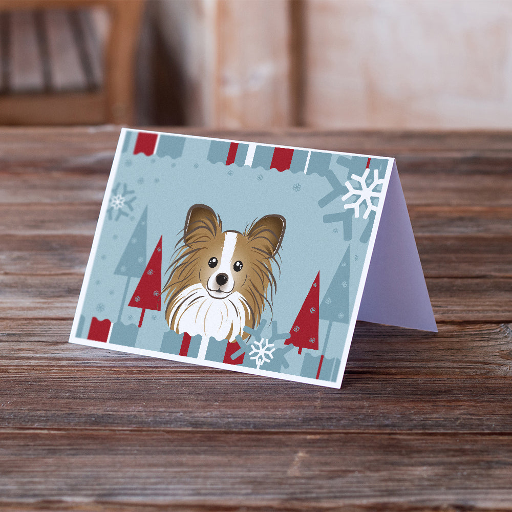 Winter Holiday Papillon Greeting Cards and Envelopes Pack of 8 Image 2