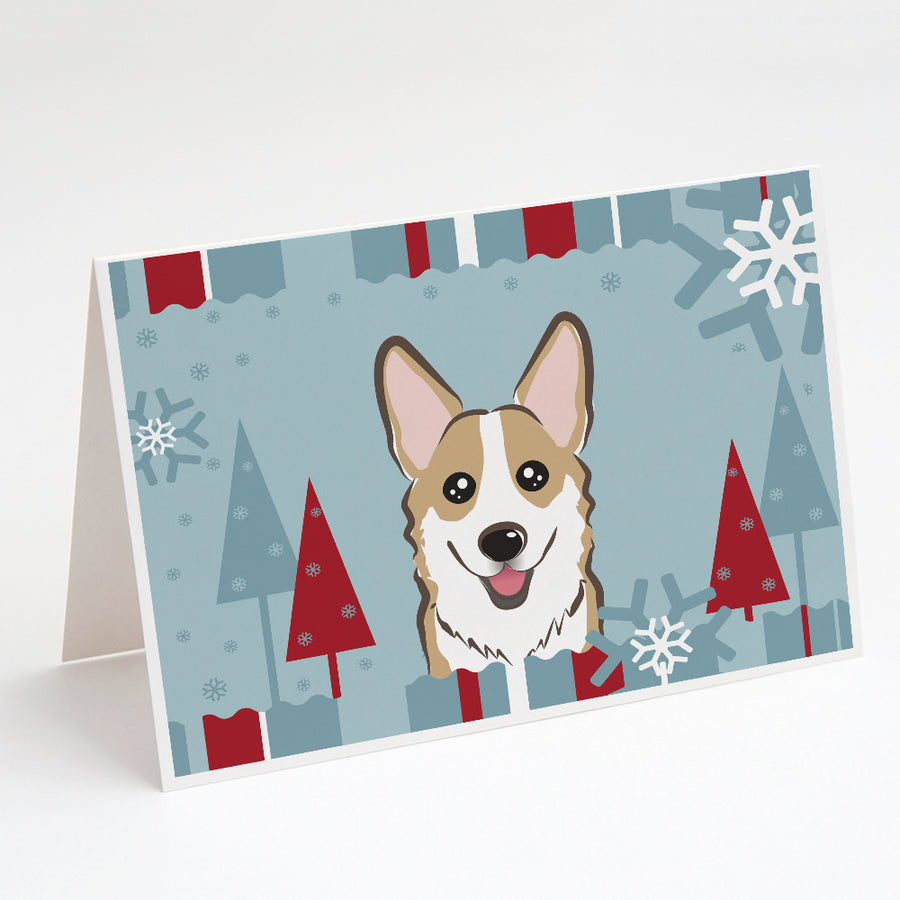 Winter Holiday Sable Corgi Greeting Cards and Envelopes Pack of 8 Image 1