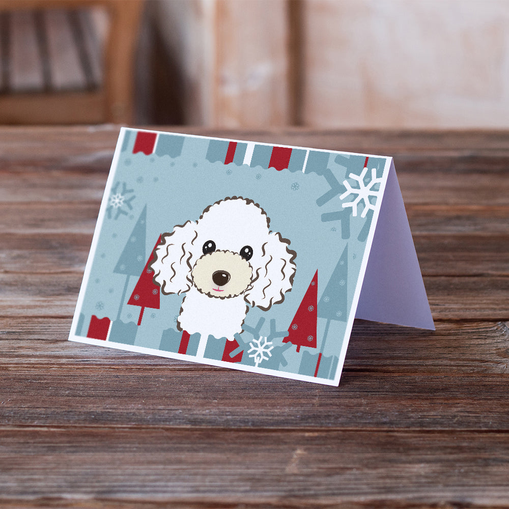 Winter Holiday White Poodle Greeting Cards and Envelopes Pack of 8 Image 2