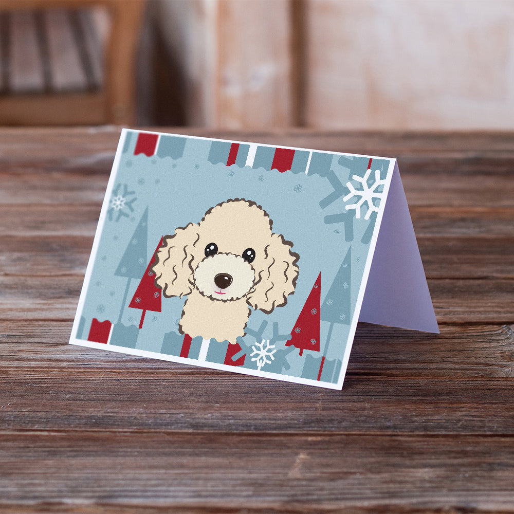 Winter Holiday Buff Poodle Greeting Cards and Envelopes Pack of 8 Image 2