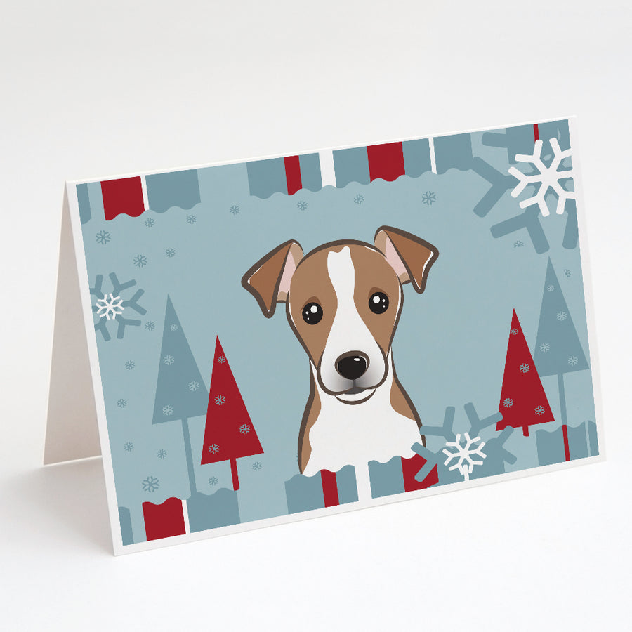 Winter Holiday Jack Russell Terrier Greeting Cards and Envelopes Pack of 8 Image 1