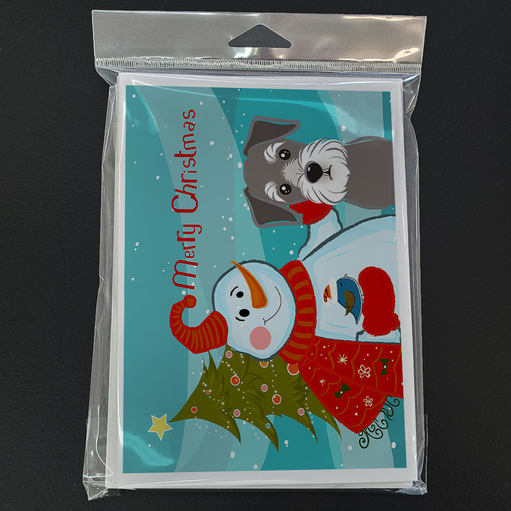 Snowman with Schnauzer Greeting Cards and Envelopes Pack of 8 Image 3