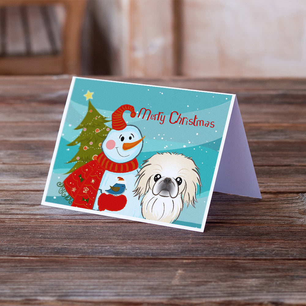 Snowman with Pekingese Greeting Cards and Envelopes Pack of 8 Image 2