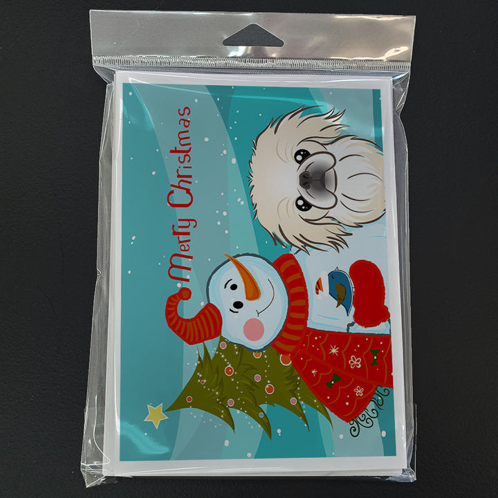 Snowman with Pekingese Greeting Cards and Envelopes Pack of 8 Image 3