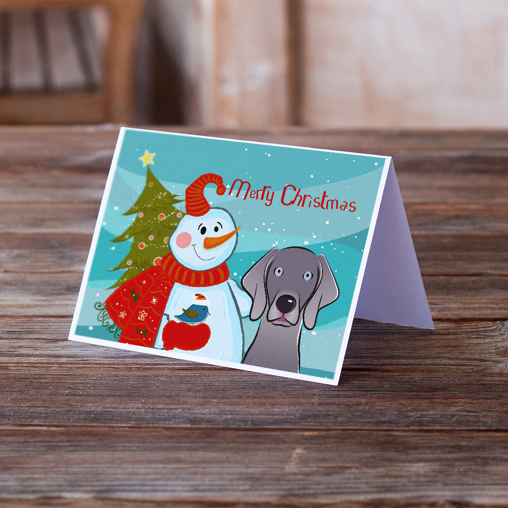 Snowman with Weimaraner Greeting Cards and Envelopes Pack of 8 Image 2