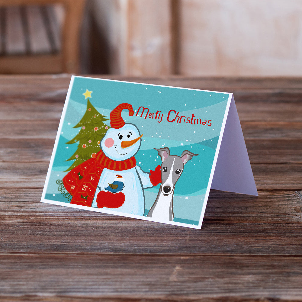 Snowman with Italian Greyhound Greeting Cards and Envelopes Pack of 8 Image 2