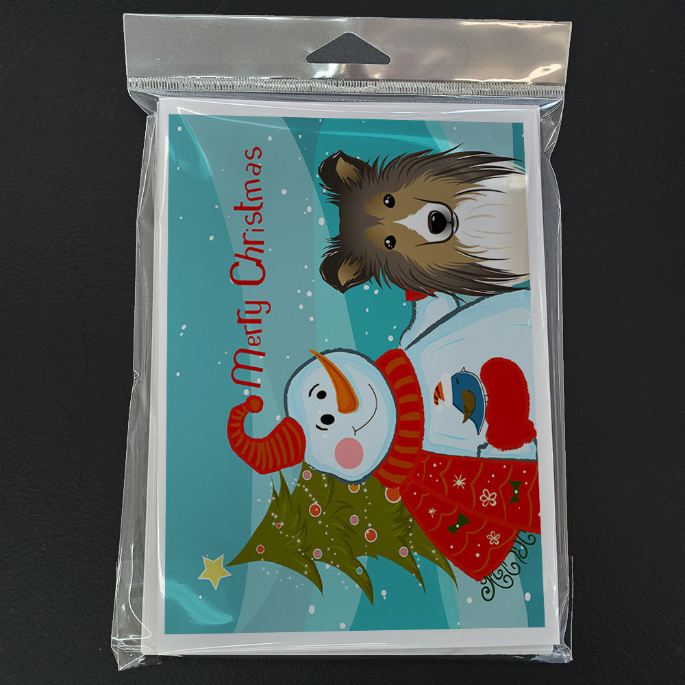 Snowman with Sheltie Greeting Cards and Envelopes Pack of 8 Image 2