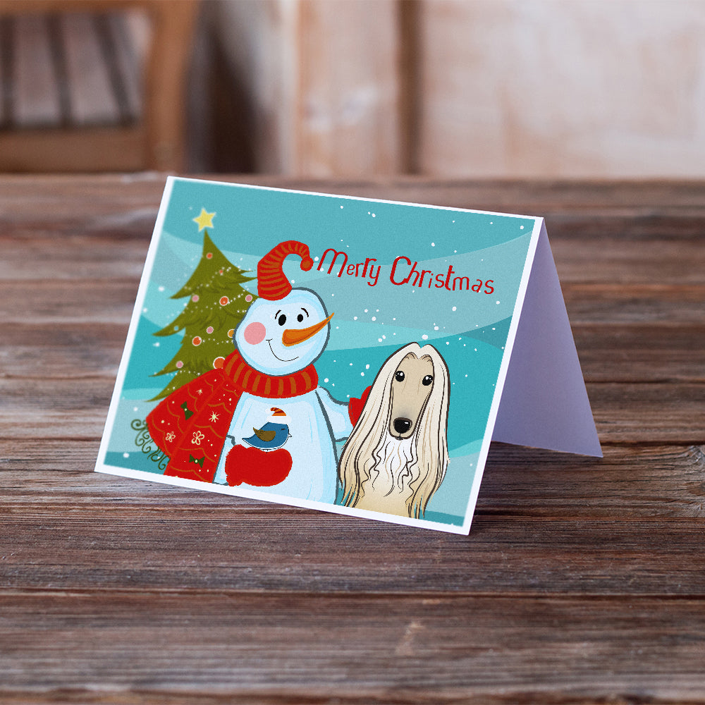 Snowman with Afghan Hound Greeting Cards and Envelopes Pack of 8 Image 2