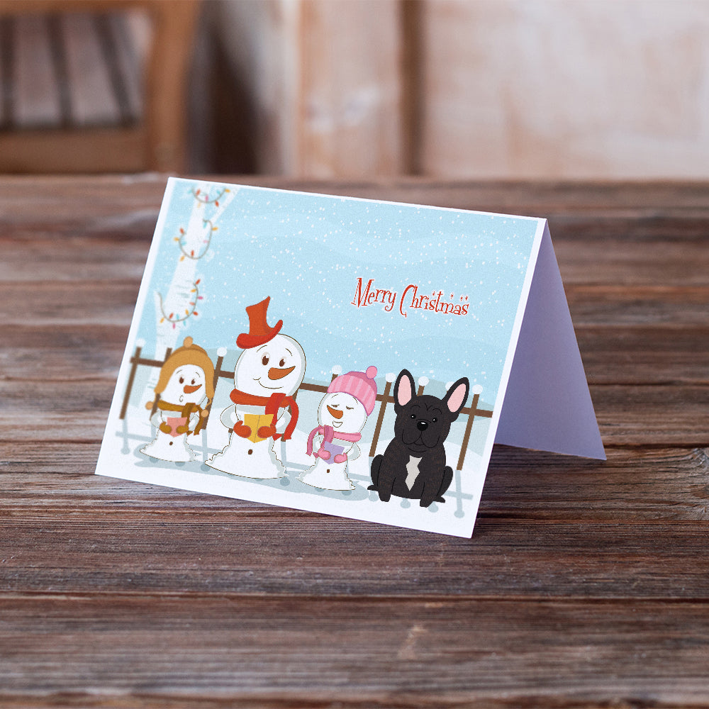 Merry Christmas Carolers French Bulldog Brindle Greeting Cards and Envelopes Pack of 8 Image 2