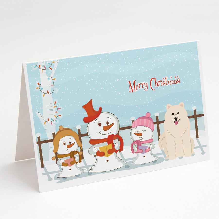 Merry Christmas Carolers Samoyed Greeting Cards and Envelopes Pack of 8 Image 1