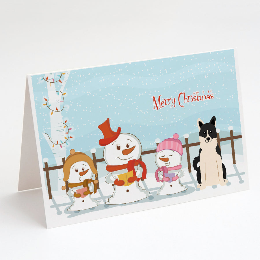Merry Christmas Carolers Russo-European Laika Spitz Greeting Cards and Envelopes Pack of 8 Image 1