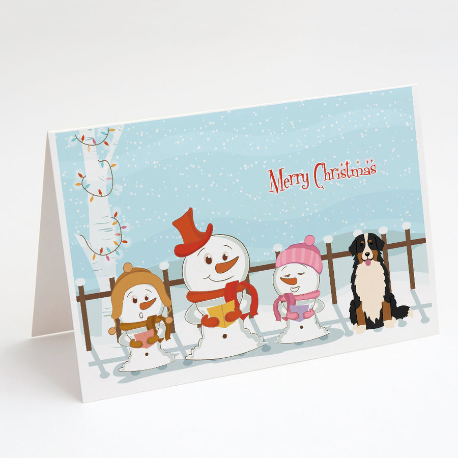 Merry Christmas Carolers Bernese Mountain Dog Greeting Cards and Envelopes Pack of 8 Image 1