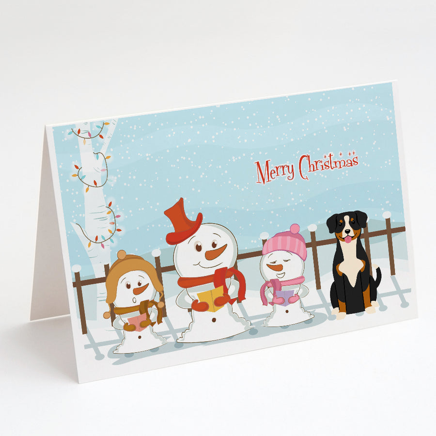Merry Christmas Carolers Entlebucher Greeting Cards and Envelopes Pack of 8 Image 1