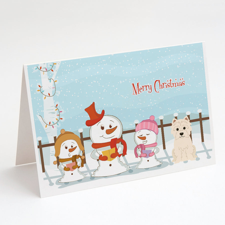 Merry Christmas Carolers Westie Greeting Cards and Envelopes Pack of 8 Image 1