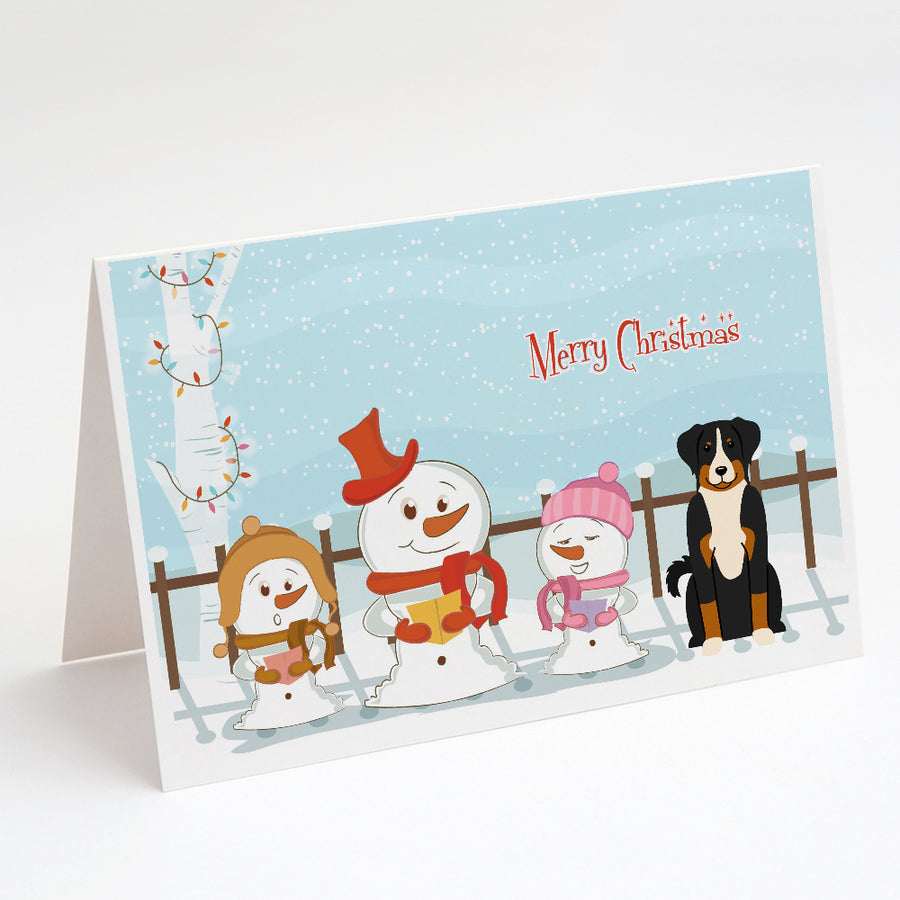 Merry Christmas Carolers Appenzeller Sennenhund Greeting Cards and Envelopes Pack of 8 Image 1
