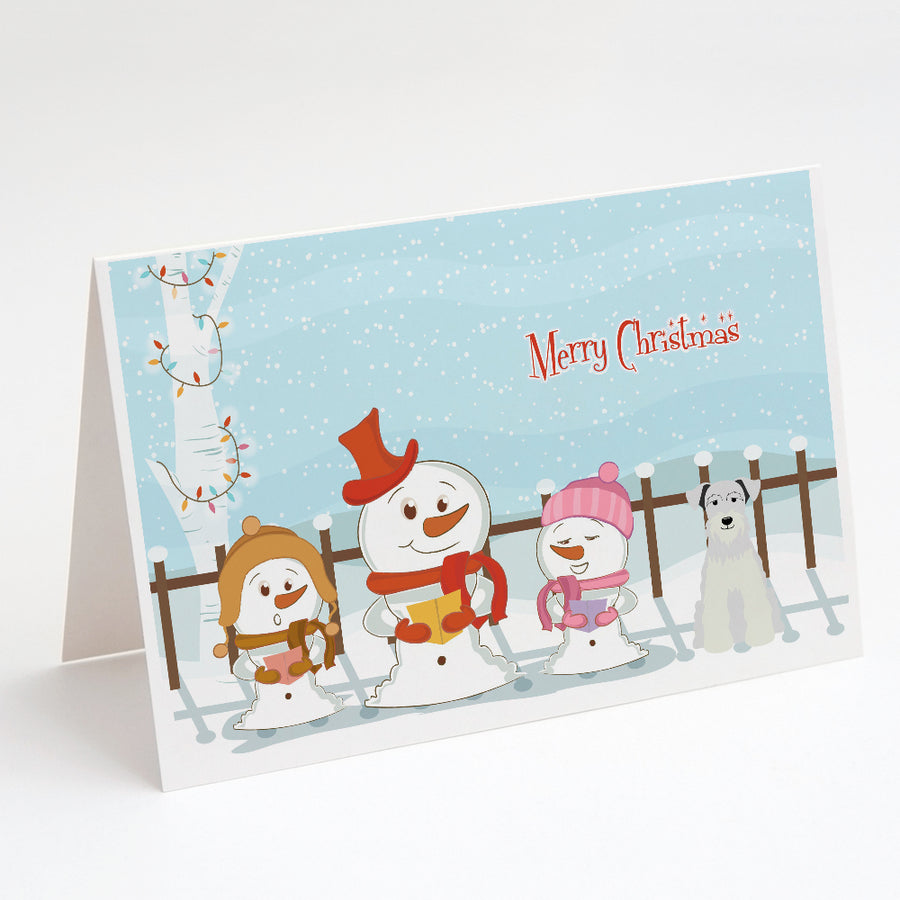 Merry Christmas Carolers Miniature Schnauzer White Greeting Cards and Envelopes Pack of 8 Image 1