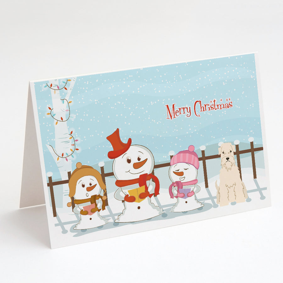 Merry Christmas Carolers Soft Coated Wheaten Terrier Greeting Cards and Envelopes Pack of 8 Image 1