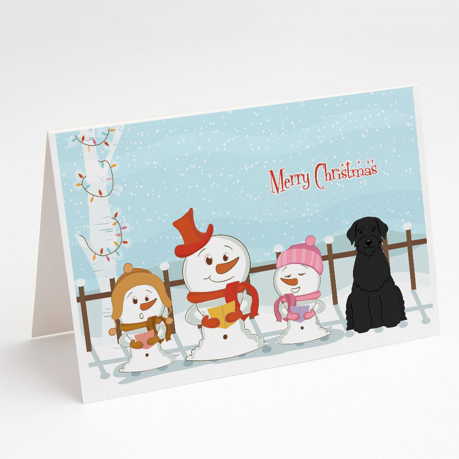 Merry Christmas Carolers Giant Schnauzer Greeting Cards and Envelopes Pack of 8 Image 1