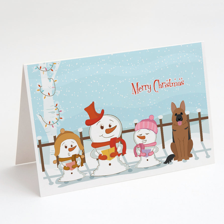Merry Christmas Carolers German Shepherd Greeting Cards and Envelopes Pack of 8 Image 1