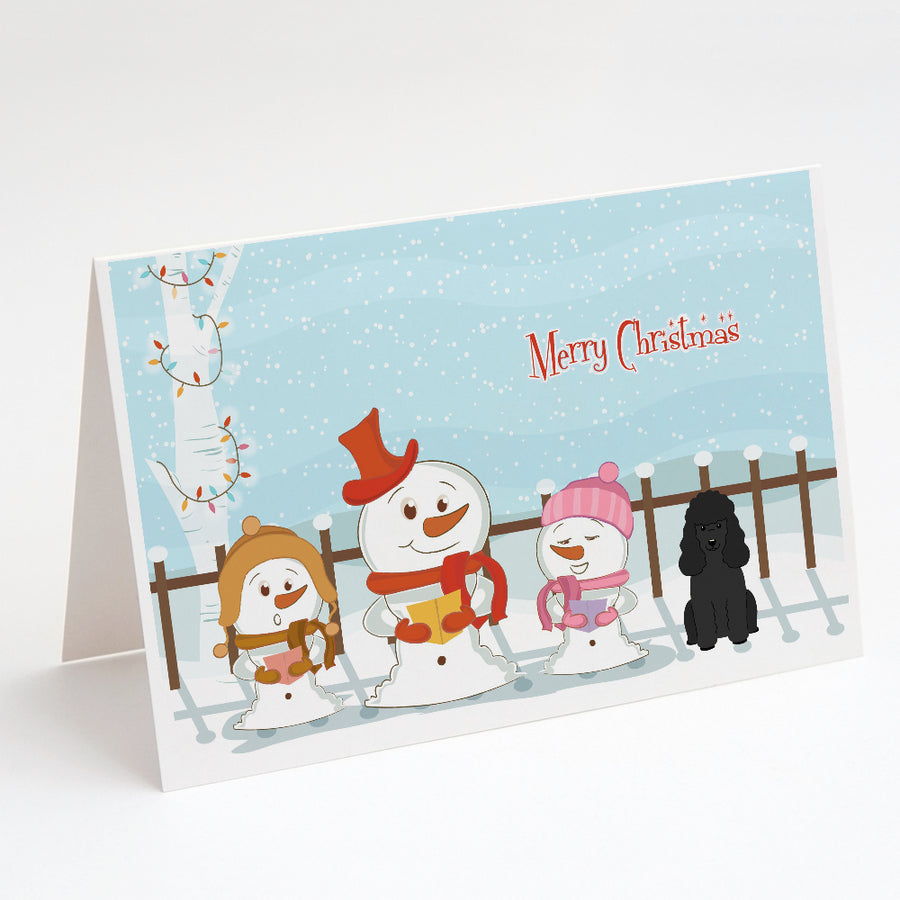 Merry Christmas Carolers Poodle Black Greeting Cards and Envelopes Pack of 8 Image 1