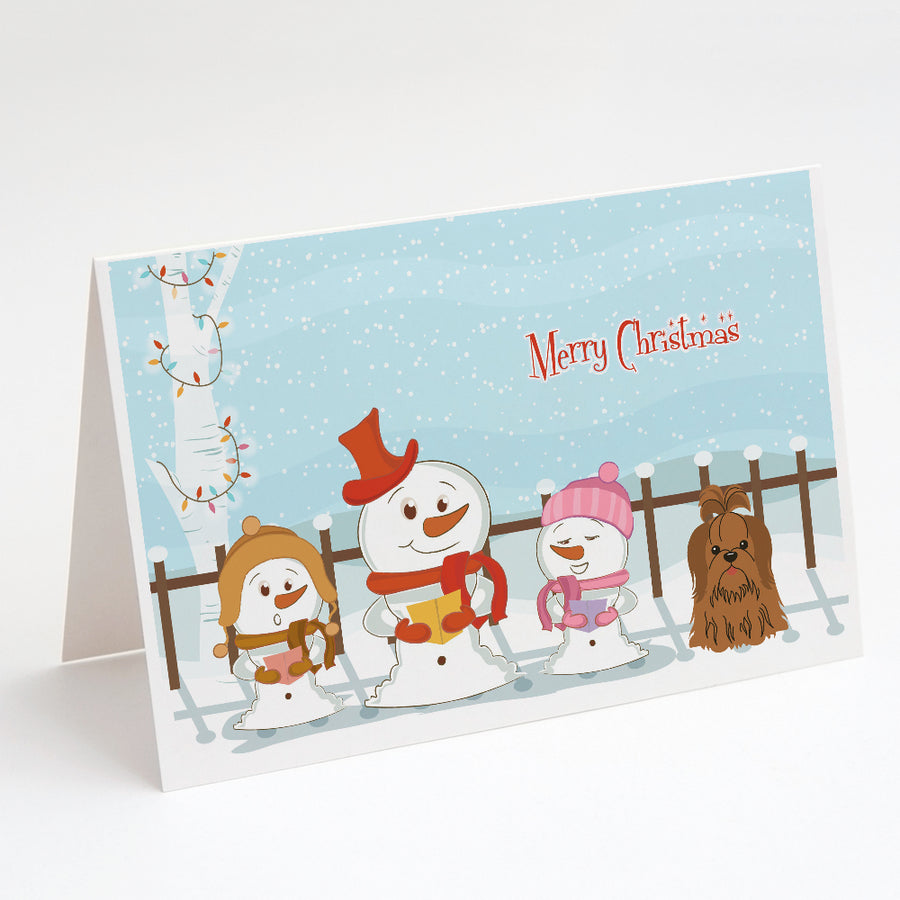 Merry Christmas Carolers Shih Tzu Chocolate Greeting Cards and Envelopes Pack of 8 Image 1