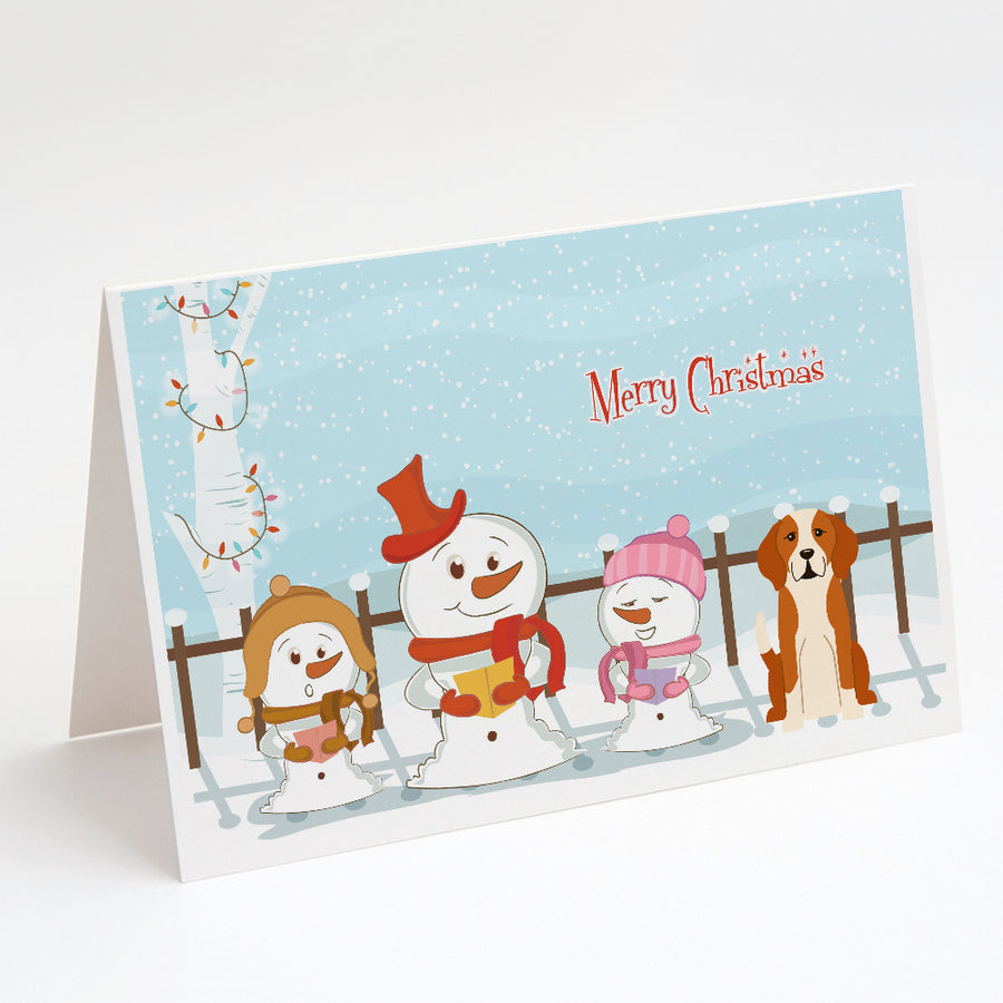 Merry Christmas Carolers English Foxhound Greeting Cards and Envelopes Pack of 8 Image 1