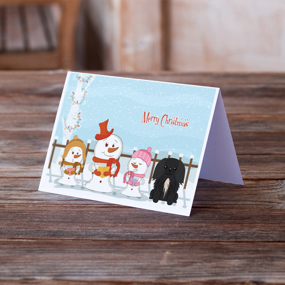 Merry Christmas Carolers Pekingese Black Greeting Cards and Envelopes Pack of 8 Image 2