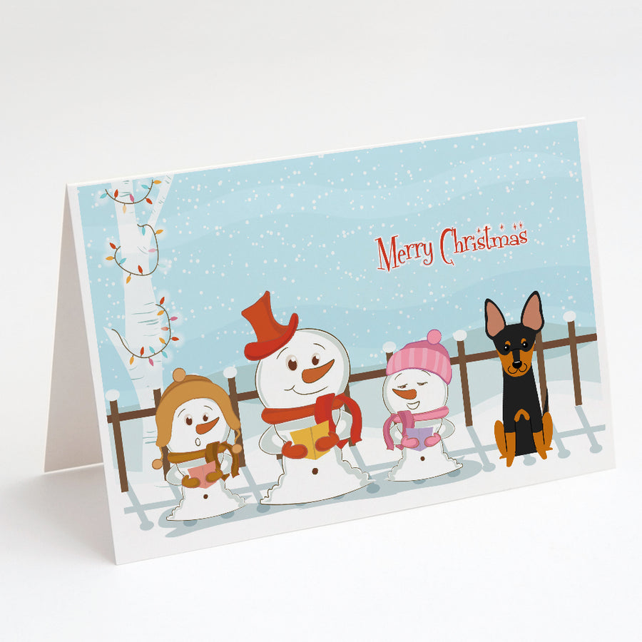 Merry Christmas Carolers English Toy Terrier Greeting Cards and Envelopes Pack of 8 Image 1