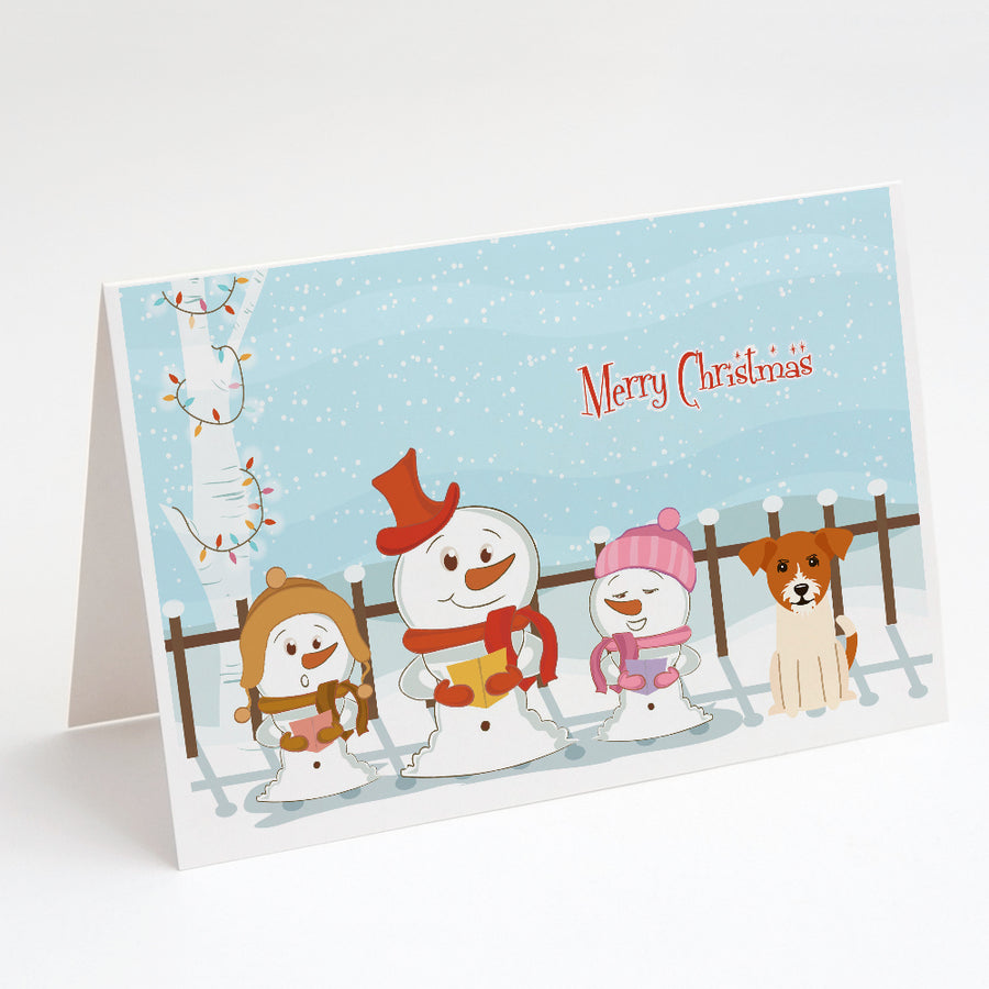 Merry Christmas Carolers Jack Russell Terrier Greeting Cards and Envelopes Pack of 8 Image 1
