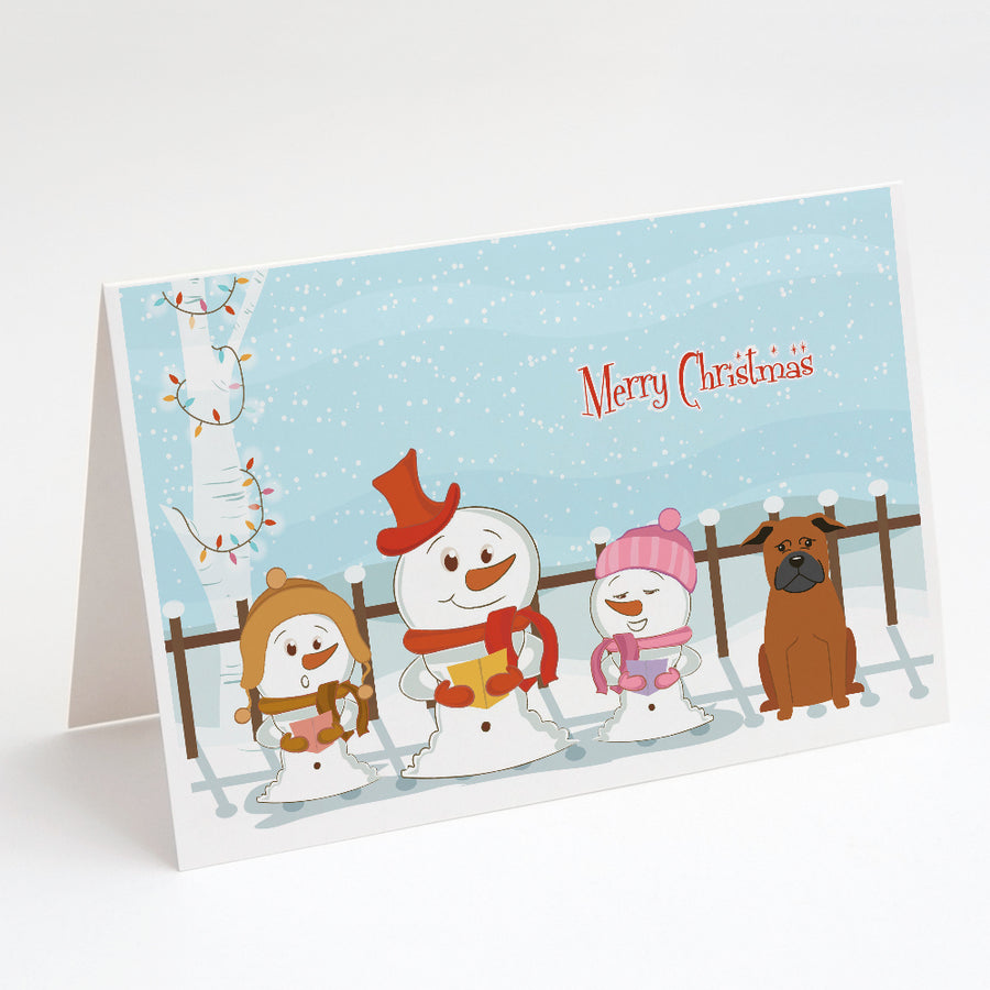 Merry Christmas Carolers Chinese Chongqing Dog Greeting Cards and Envelopes Pack of 8 Image 1