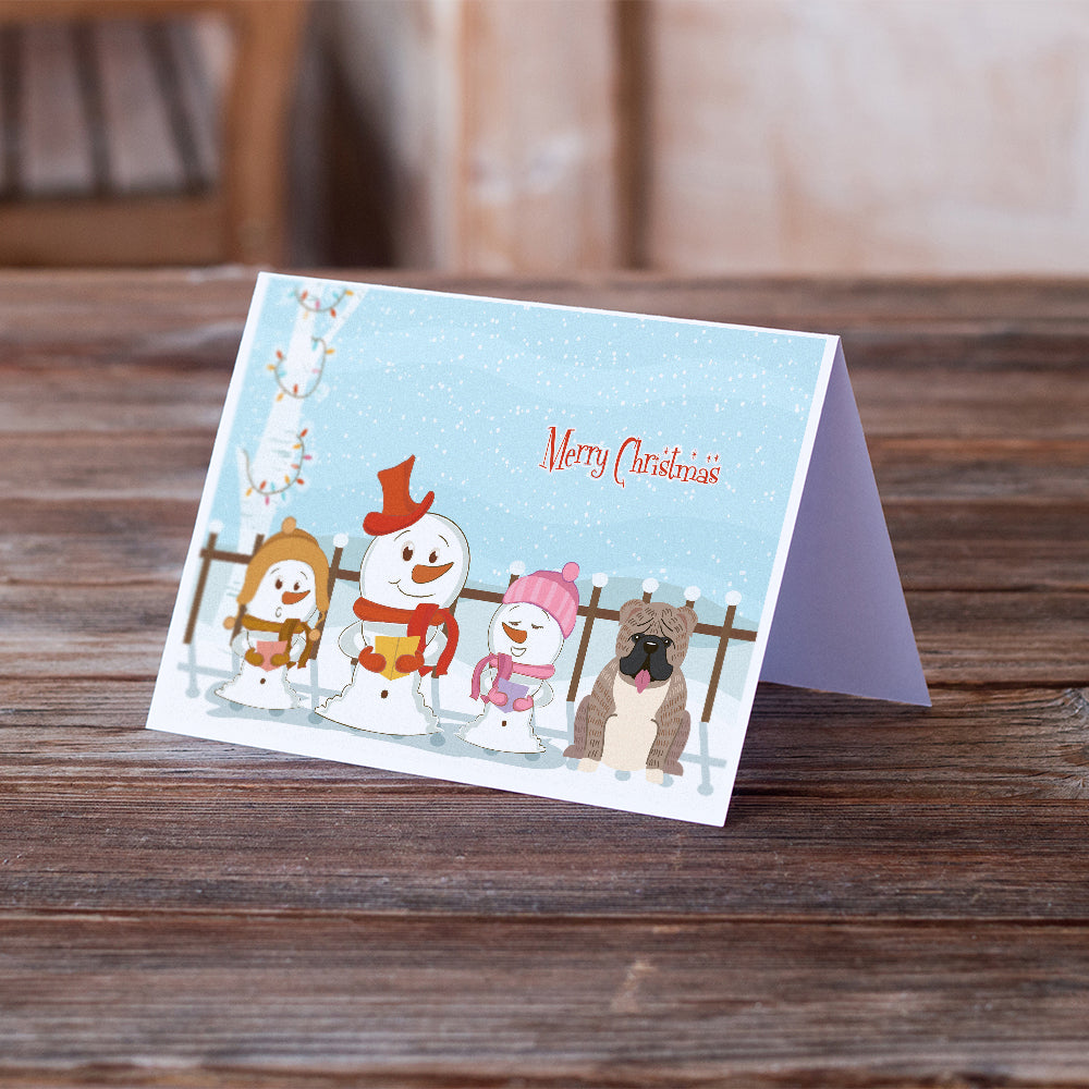 Merry Christmas Carolers English Bulldog Grey Brindle Greeting Cards and Envelopes Pack of 8 Image 2