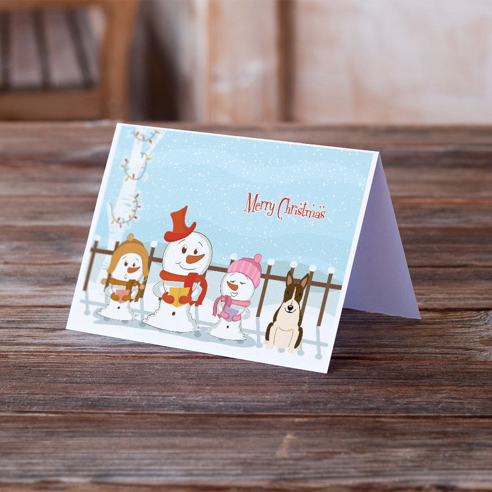 Merry Christmas Carolers Bull Terrier Dark Brindle Greeting Cards and Envelopes Pack of 8 Image 2