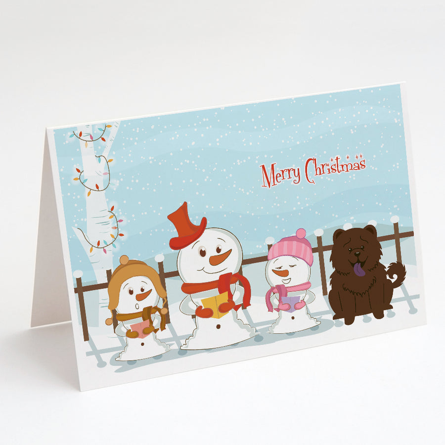 Merry Christmas Carolers Chow Chow Chocolate Greeting Cards and Envelopes Pack of 8 Image 1