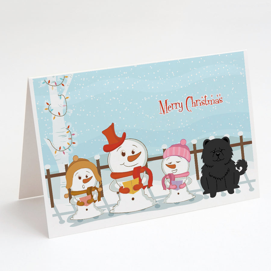 Merry Christmas Carolers Chow Chow Black Greeting Cards and Envelopes Pack of 8 Image 1