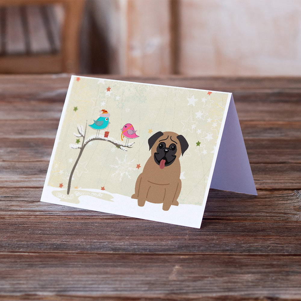 Christmas Presents between Friends Pug - Brown Greeting Cards and Envelopes Pack of 8 Image 2