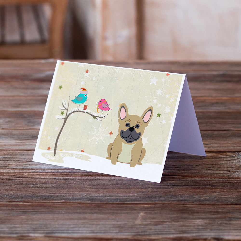 Christmas Presents between Friends French Bulldog - Cream Greeting Cards and Envelopes Pack of 8 Image 2