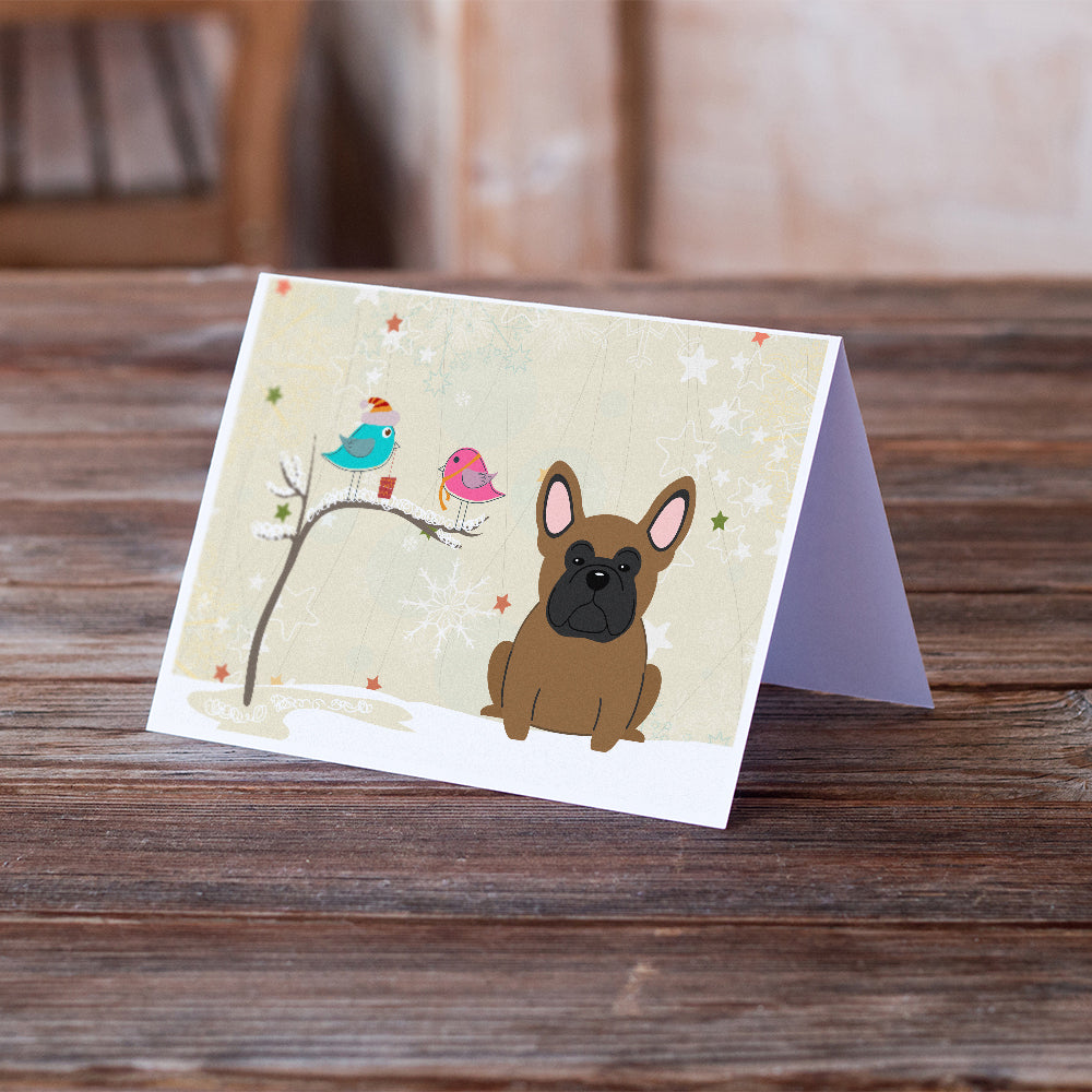 Christmas Presents between Friends French Bulldog - Brown Greeting Cards and Envelopes Pack of 8 Image 2