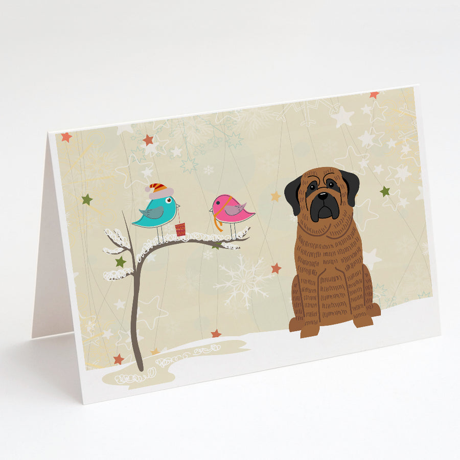 Christmas Presents between Friends Mastiff - Brindle Greeting Cards and Envelopes Pack of 8 Image 1