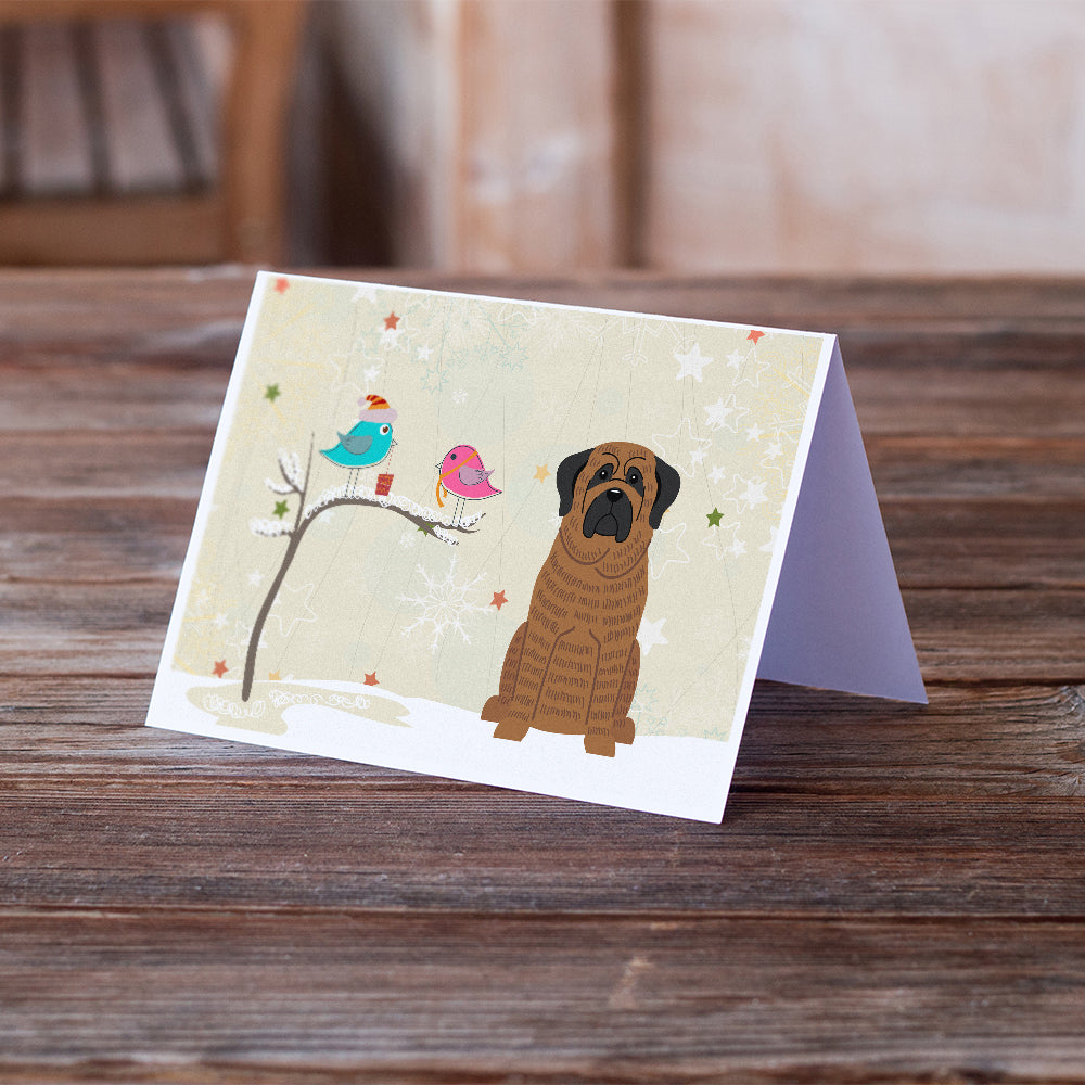 Christmas Presents between Friends Mastiff - Brindle Greeting Cards and Envelopes Pack of 8 Image 2